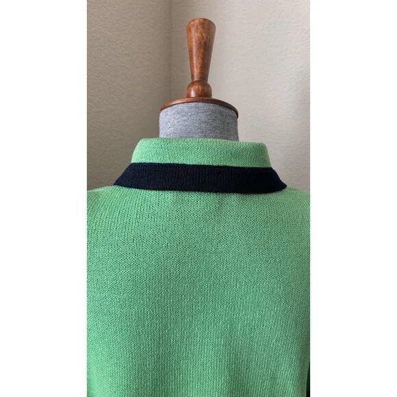 St. John Collection by Marie Gray Size 14/16 Green Navy Floral Trimmed Knit Suit - Picture 8 of 13